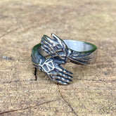 Silver Hug Ring - Hand Ring - Stainless Steel Ring - Love Ring - Mens Stainless Steel Ring - Rustic Ring - Vintage style ring